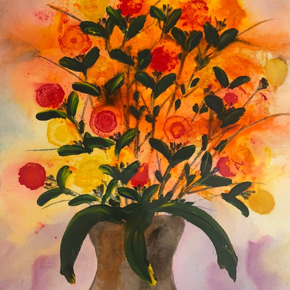 Original Watercolor 16x20 Beautiful Flowers